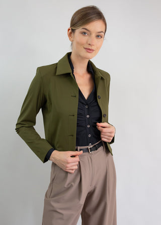 Structured Cropped Jacket | Olive