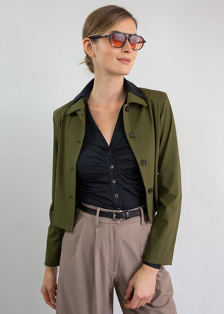 Ruched V-Neck Blouse | Black