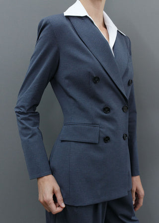 Hourglass Double Breasted Blazer | Tonal Navy-Gray