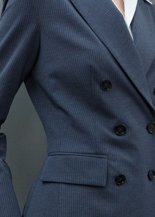 Hourglass Double Breasted Blazer | Tonal Navy-Gray