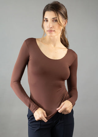 REVERSIBLE LONG SLEEVE SCOOP CHOCOLATE