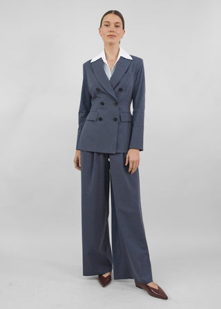 Hourglass Double Breasted Blazer | Tonal Navy-Gray