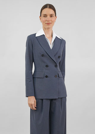 Hourglass Double Breasted Blazer | Tonal Navy-Gray