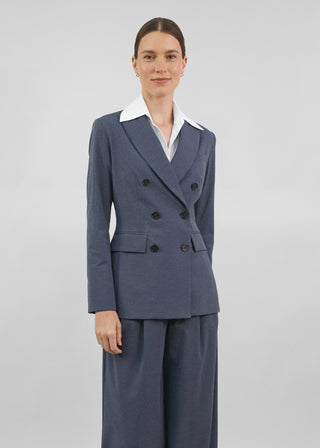 Hourglass Double Breasted Blazer | Tonal Navy-Gray