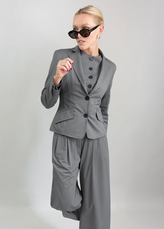 Classic Fitted Blazer | Grey Twill