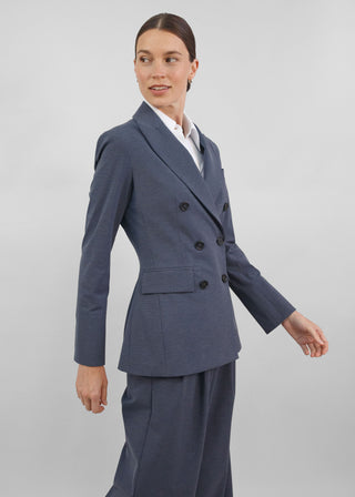 Hourglass Double Breasted Blazer | Tonal Navy-Gray