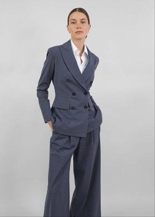 Hourglass Double Breasted Blazer | Tonal Navy-Gray