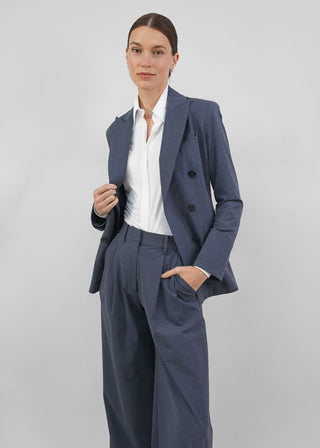 Hourglass Double Breasted Blazer | Tonal Navy-Gray