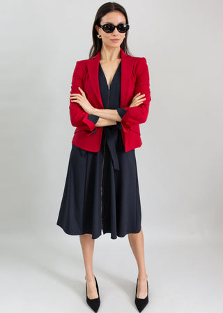 Double Zipper Fit -and-Flare Dress | Black