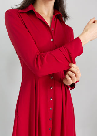 Long Sleeve Fit-and-Flare Shirt Dress | Scarlet