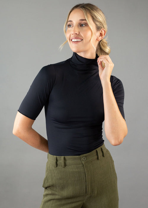 short sleeve turtleneck black