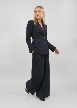 Classic Wide Leg Trouser | Matte Black
