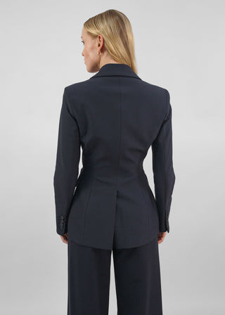 Hourglass Double Breasted Blazer | Black Matte