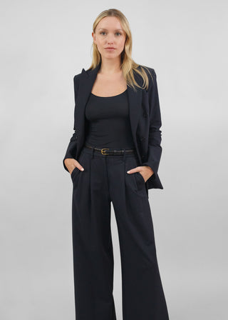 Classic Wide Leg Trouser | Matte Black