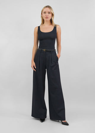 Classic Wide Leg Trouser | Matte Black