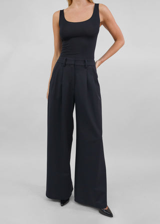 Classic Wide Leg Trouser | Matte Black
