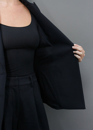 Hourglass Double Breasted Blazer | Black Matte