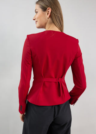 Jewel-Neck Tailored Blazer | Ruby