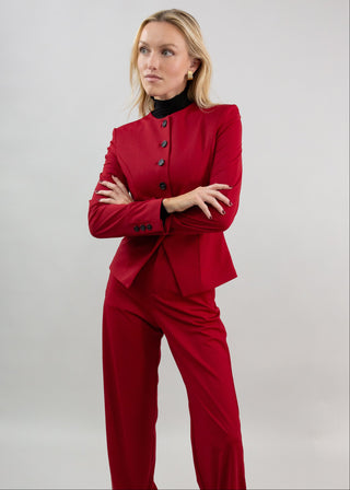 Jewel-Neck Tailored Blazer | Ruby