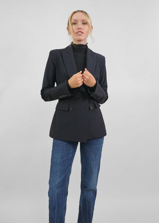 Hourglass Double Breasted Blazer | Black Matte