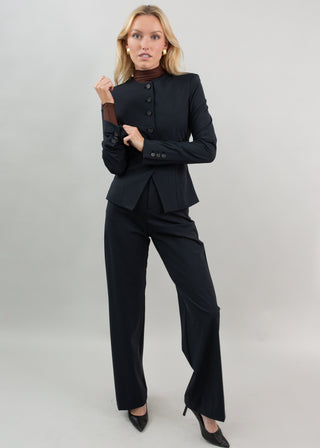 Jewel-Neck Tailored Blazer | Black