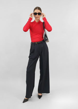 Classic Wide Leg Trouser | Matte Black