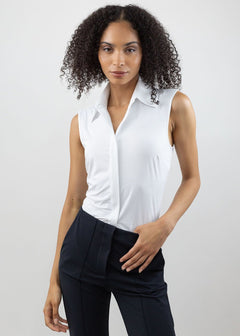 Classic Sleeveless Button Up White