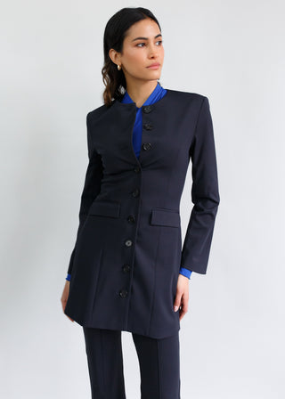 Jewel-Neck Coat Dress | Black