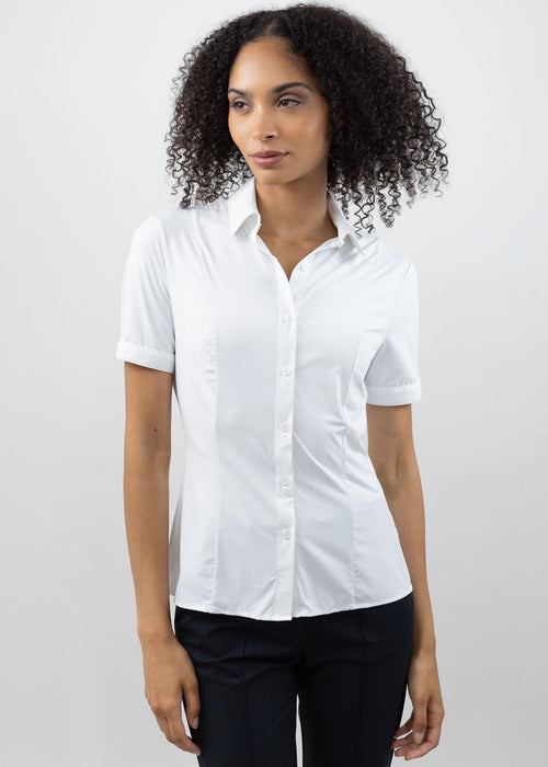 Short Sleeve Fitted Blouse White