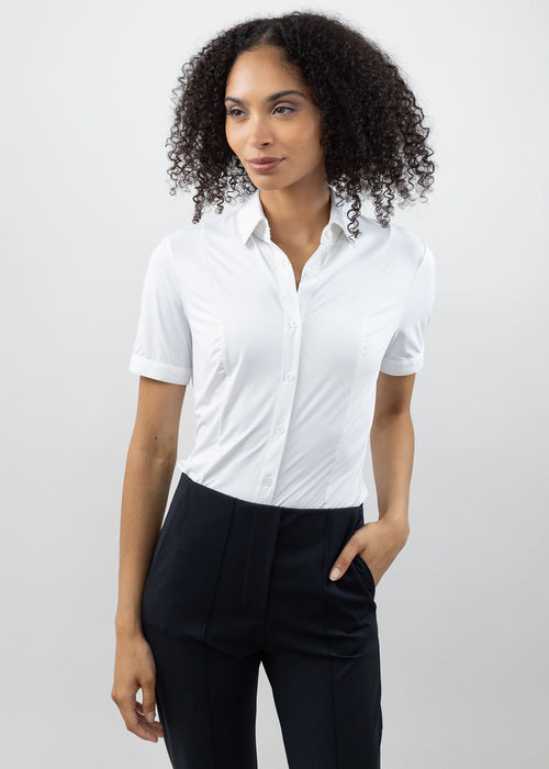 short sleeve fitted blouse white