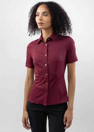 Short Sleeve Fitted Blouse Merlot