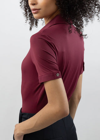 Short Sleeve Fitted Blouse Merlot