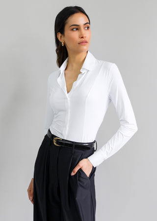 Long Sleeve Fitted Blouse | White