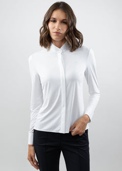 Mandarin Collar Button Up White