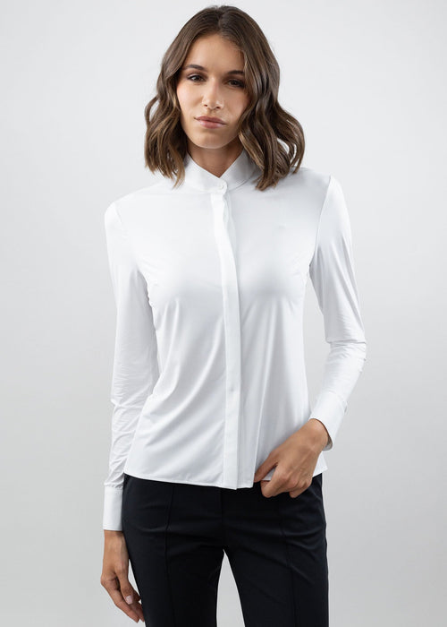Mandarin Collar Button Up White