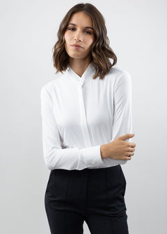 Mandarin Collar Button Up White