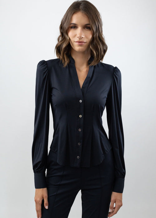 Vic High Necked Blouse - Black