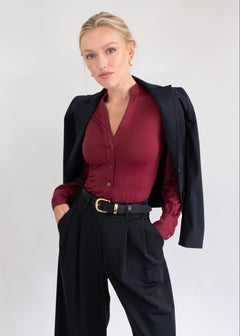 vneck blouse merlot