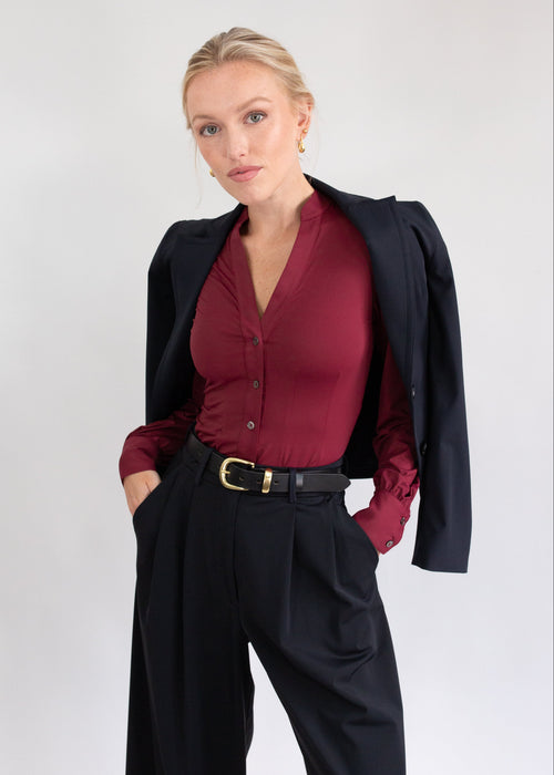 vneck blouse merlot