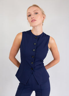 jewel neck vest navy