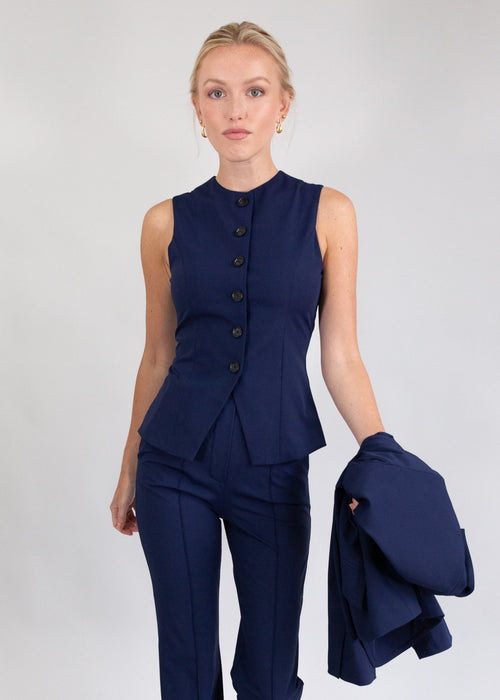 jewel neck vest navy