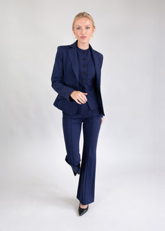 high rise flare trouser navy