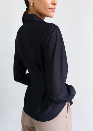 Pleated Blouse | Cloud Lattice Black