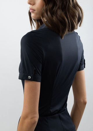 Short Sleeve Fitted Blouse Black