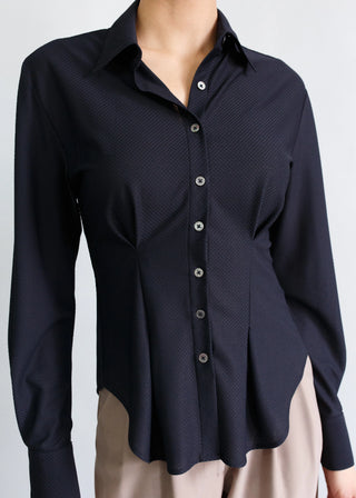 Pleated Blouse | Cloud Lattice Black