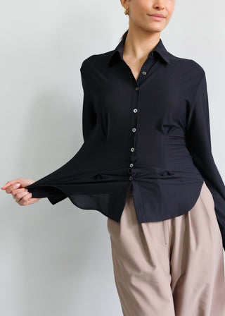 Pleated Blouse | Cloud Lattice Black
