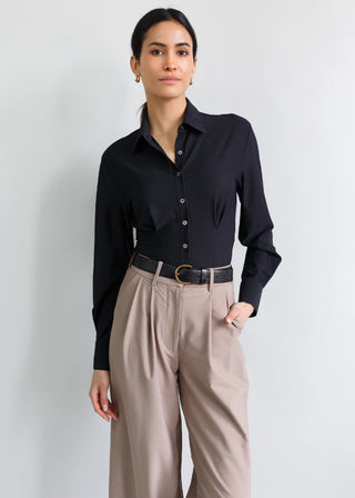 Pleated Blouse | Cloud Lattice Black