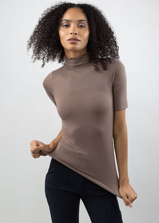 Short Sleeve Turtleneck Mocha