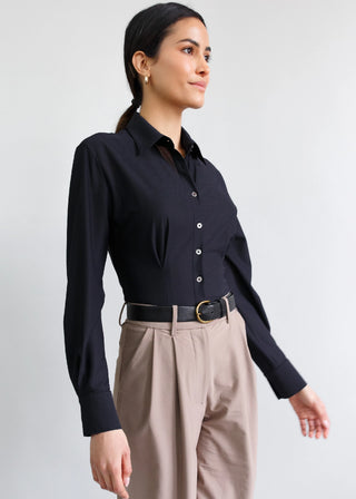 Pleated Blouse | Cloud Lattice Black