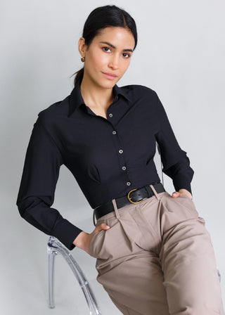 Pleated Blouse | Cloud Lattice Black